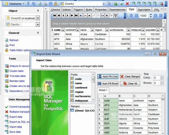SQL ManagerforPostgreSQL界面